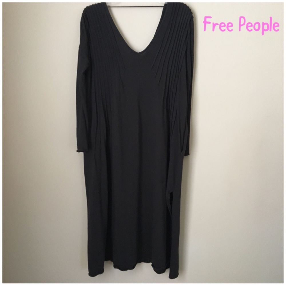 Free People Long Sleeve Oversized V-neck Dress
